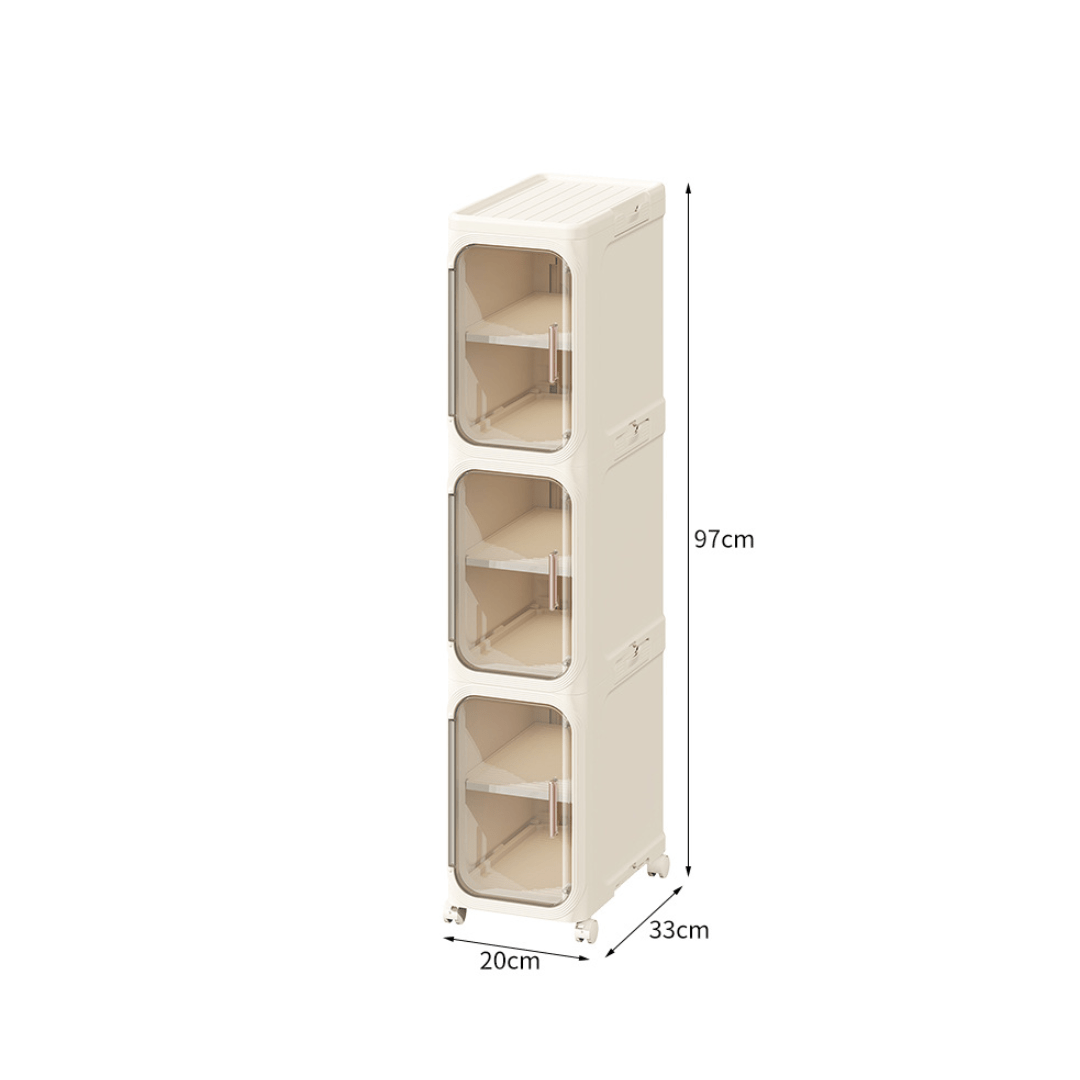 Multi-Purpose Foldable Rolling Storage Cabinet with Wheels (20cm)