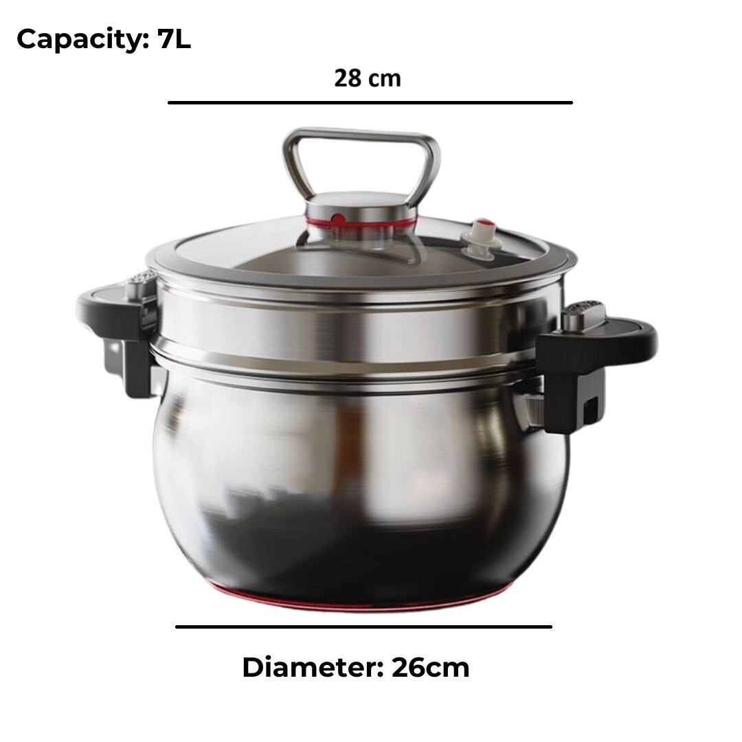 Multi-Stove Micro-Pressure Cooking Pot With Glass Lid (7L)