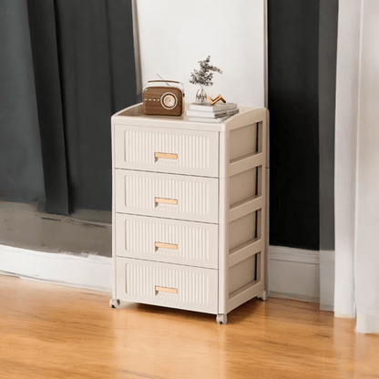 Plastic 4-Layer Drawer Storage Cabinet with Wheels