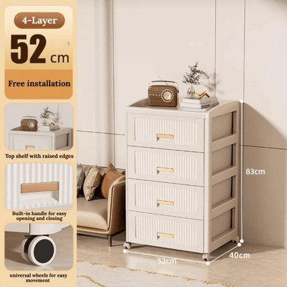 Plastic 4-Layer Drawer Storage Cabinet with Wheels
