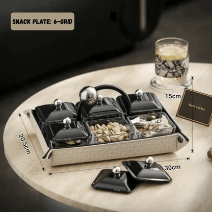 Elegant Multi-Section Snack Organizer with Handle and Lid