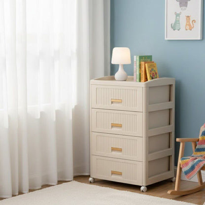 Plastic 4-Layer Drawer Storage Cabinet with Wheels