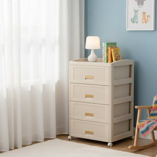 Plastic 4-Layer Drawer Storage Cabinet with Wheels