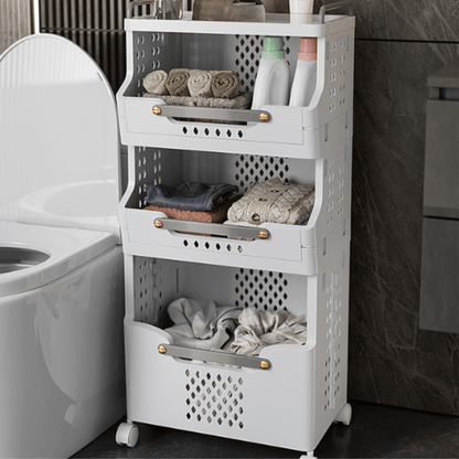 Multipurpose Multi-Layer Foldable Rolling Laundry and Storage Basket
