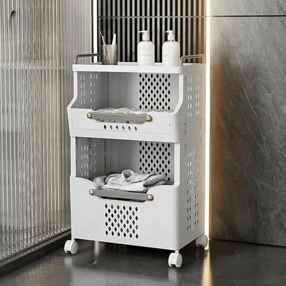Multipurpose Multi-Layer Foldable Rolling Laundry and Storage Basket